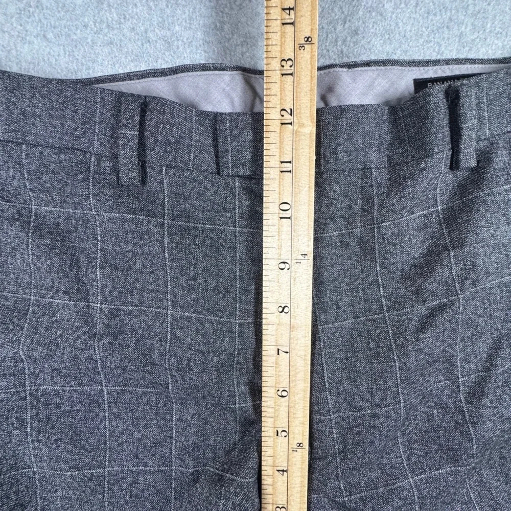 Banana Republic Dress Pants Mens 34x32 Grey Wool Italian Fabric Windowpane Check